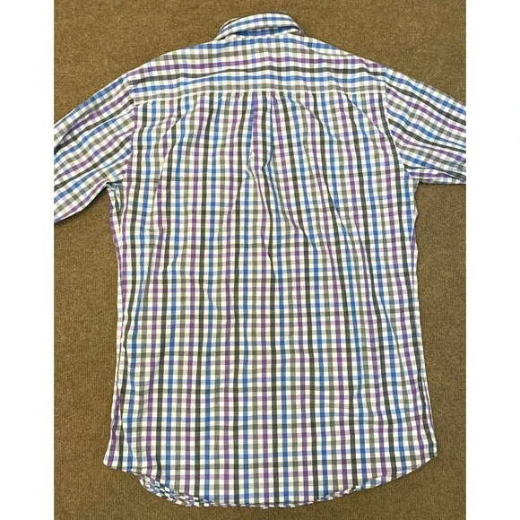 Peter Millar Shirt Mens L Plaid Gingham Long Sleeve Cotton Knit Preppy Button Up - Picture 2 of 6